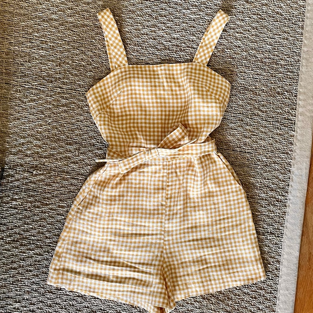 & Other Stories Gingham linen romper